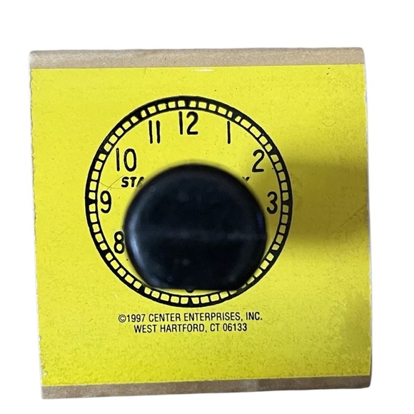 Center Enterprises Learn to Tell Time Clock w/ Numbers Wood Mount Rubber Stamp - Picture 1 of 5